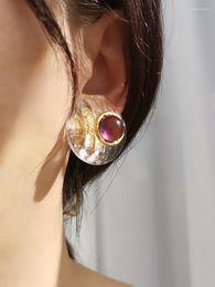 Backs Earrings Fashionable Retro Court Style Candy Colour Transparent Glass Ear Clip