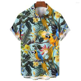 Men's Casual Shirts Animal For Men 3d Parrot Print High-Quality Clothing Short Sleeve Loose Oversized Shirt Beach Party Sweatshirt