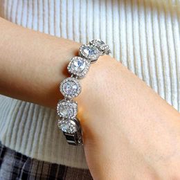Link Bracelets Fashion Rhinestone Paved Tennis Chain Cuban Bracelet For Women Iced Out Bling Gifts Jewellery