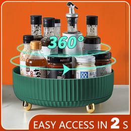 Food Storage Organization Sets 360 Rotation Non-Skid Spice Rack Pantry Cabinet Turntable with Wide Base Bin Rotating Organizer for Kitchen Seasoning S 230821