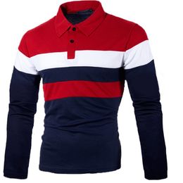 Men's Polos Spring Polo T Shirt for Men Long Sleeve Fashion Sportswear Casual Wide Striped Polo Homme Lapel Male Tops Clothes MY906 230818