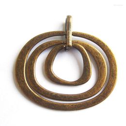 Collane a pendente 2pcs tibetana argento antico bronzo grande cavo 3 circolo irregolare collana di fasi per gioielli per reperti 60x55mm