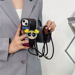 Designer Cartoon Powerpuff Girls Wristband Phone case iPhone 14 13 pro max 11 12 12Pro 14plus 7 8 plus x xs xr Classic top silicone case