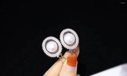 Dangle Earrings Ruif Classical 925 Silver Set High Quality Zirconia And Natural 12mm Pearl Jewelry Of Rings Necklace For Women