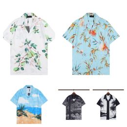 Camisa de grife masculino de manga curta Button Up camisa impressa Camisa de boliche de boliche de praia Camisa M-3xl