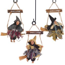Other Event Party Supplies Halloween Horror Witch Doll Hanging Ornaments Flying Witch with Broom Pendant Halloween Party Decoration for Home DIY Wreath 230821
