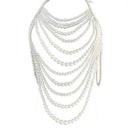 Chains Women Jewellery Multi Layer Party Shoulder Necklace Accessories Wedding Gift Sweater Pearl Body Chain Adjustable Size Anniversary