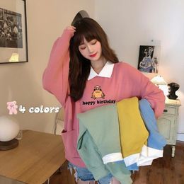 Women's Hoodies Kawaii Frog Sweatshirt Oversized Harajuku Pullover Hoodie Women Kpop Fashion Tops Cotton Aesthetic Sweet Cute For Girls