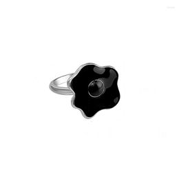 Wedding Rings Cute Fried Egg Charm Finger Jewellery Trendy Black Enamel For Women Anillo Anniversary Party Christmas Gift Bands