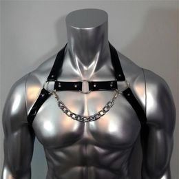 Men's Tank Tops Adjustable Gay Body Bondage Harness Strap Fetish Men Sexual Chest Faux Leather Belts Rave Clothing For Adult 253E