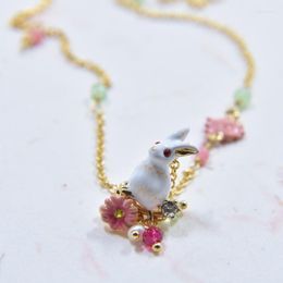 Chains Enamel Cute Flower Necklace