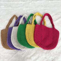 Evening Bags Handmade Casual Tote Bag Large Capacity Knitted Shoulder Women Basket Knitting