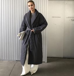 Women's Trench Coats 2023 Women Winter Jacket Coat Stylish Thick Warm Fluff Robe Long Parka Female Outerware