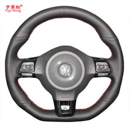 Yuji-Hong Car Steering Wheel Covers Case for VW Golf 6 GTI MK6 VW Polo GTI Scirocco R Passat CC R-Line 2010 Artificial Leather251M