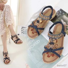 Sandals Women Fashion Flat Flower Sandals Open Toe Outdoor Wear Beach Sandals Luxury Sandals Women Designers Shoes Big Size R230821