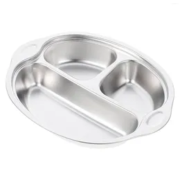 Dinnerware Sets Children's Plate Divided Dish Kids Compartment Dinner Stainless Steel Cartoon Tray