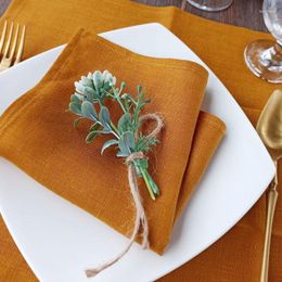 Table Napkin Pure Linen Placemat Square Cup Cloth Wedding Decorations Napkins Gauze Tea Soft Kitchen Dinner