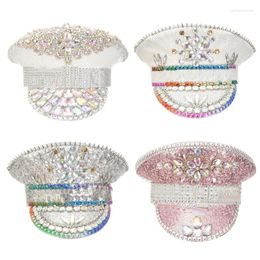 Berets Bejewelled Hat Glinting Crystal Heavy Pearls Captain For Bachelorette Party Dropship