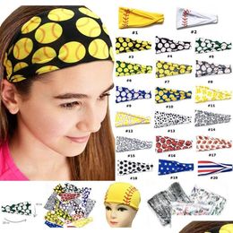 Headbands Baseball Sports Headband Women Men Softball Football Team Hair Bands Sweat Yoga Fitness Scarf Sport Towel 20 Colors Drop D Otbdc