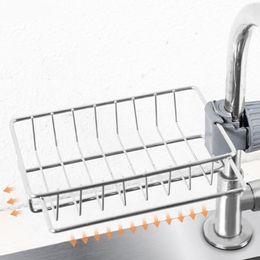 Food Storage Organization Sets Drainer Soap Stainless Dishcloth Rag Steel Sponge Shelf Adjustable Rack Dry Kitchen Basket Finishing Faucet Towel Pool 230821