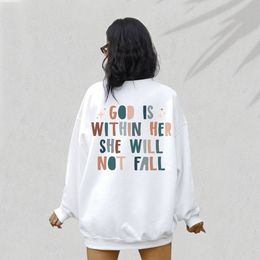 Women's Hoodies Sweatshirts colored god is within her she will not fall Sweatshirt vintage women long sleeve jumper christian bible pullovers 230818