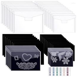 Storage Bags 40 PCS Mould -Cut With Rubber Magnetic Sheets And Labels Clear Resealable Plastic Pocket