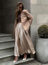 Skirts Bornladies Elegant Satin Loose Women Skirt 2023 High Waist Maxi Streetwear Classic Long Fashion Female Black 230818
