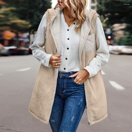 Women's Vests Women Sleeveless Fleece Jacket Vest Coat Versatile Reversible With Hood For Warmth