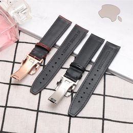 Genuine Leather Watch Bands With Stainless Steel Folding Buckle Substitute IWC Portuguese Wave Portofino Waterproof Leather Wristb181n