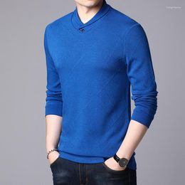 Men's T Shirts 2023 Autumn And Winter V-neck Solid Colour Long-sleeved Shirt Handsome Fashion Clothes Jke722