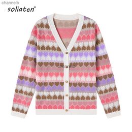 Women's Knits Tees Fall Winter 2023 Women Cardigan Vintage Elegant Luxury Handmade Embroidery Mori Girls Sweet Knitted Wool Sweater Cardigan C-173 HKD230821