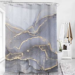 Shower Curtains Black Marble Waterproof Shower Curtain Set With 12 Bathroom Curtains Polyester Fabric Bath Mildew Proof Home Decor R230821