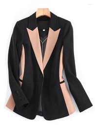 Women's Suits Apricot Black Striped Ladies Blazer Women Business Work Wear Long Sleeve Single Button Slim Formal Jacket Coat For Autumn