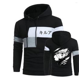 Men's Hoodies 2023 Man's 3 Color Splice Pullover Anime HUNTERXHUNTER Killua Zoldyck Male Harajuku Sweatshirts Cotton Hip Hop Coats