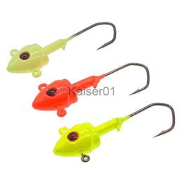 Fishing Hooks 3PCS Jig Fishing Hook 7g 11g 14g 21g 30g Fish Head 3D Eyes For Soft Worm Bait Drop Shot Luminous Fishing Accessories x0822