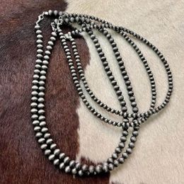 Chains Vintage Grey-Pearl Beaded Layered Necklace Western Faux Pearl Statement Jewellery Clavicle Chain