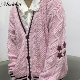 Women s Sweaters Autumn Cardigan Limited Edition Pink Knitted Sweater Swif T Star Embroidered 2023 Women Cardigans Tay Lor V Neck Mujer 230822