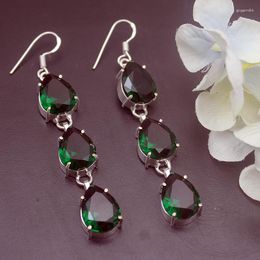 Dangle Earrings Hermosa Amazing Teardrop Shiny GreenTopaz For Women 3 Inch A822