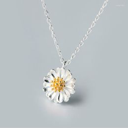 Chains FoYuan Silver Colour Korean Version Of The Art Sen Series Daisy Necklace For Women's Collarbone Chain Minimalist Jewellery