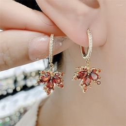 Dangle Earrings French Light Luxury Red Zircon Drop Earring For Women Shiny Rhinestone Pearl Long Tassel Charm Jewelry