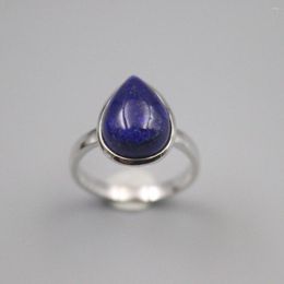 Cluster Rings Genuine/Original Silver 925 Ring For Women Lapis Lazuli Loving Heart Fine Gemstone US 6-9 Gift