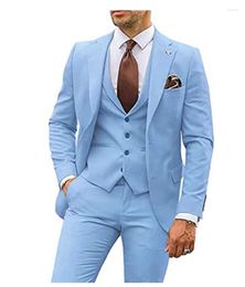 Men's Suits Men Business Casual Groom Tuxedos Party Suit Notched Lapel Slim Fit Costume Homme (jacket Vest Pants)