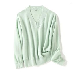 Women's Sweaters Shuchan V-Neck Cashmere Women Winter Sweater Clothes Autumn Casual Womens Knit Pullover Green