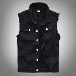 Men's Vests Men's Fashion Casual Black Hooded Sleeveless Vest Denim Vest Jacket Street Punk Style Denim Vest Multiple Size Options M-6XL 230822