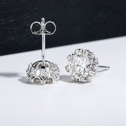 GRA Certification 1CT Moissanite Earrings S925 Sterling Silver Crown Stud Earrings For Men Women Wedding Party Fine Jewelry Dropship