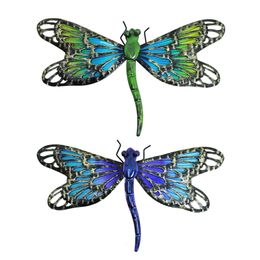 Garden Decorations 2pcs Metal Dragonfly Wall Artwork for Sculptures Miniaturas Animal Outdoor Statues and Decoration Yard 230821