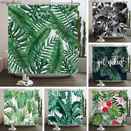 Shower Curtains 3D Tropical Green Plants leaf Print Nordic Style Shower Curtain Natural leaves Home Decoration Waterproof Bathroom Curtains R230829