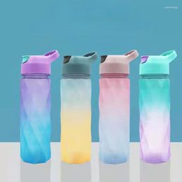 Water Bottles 600ml Space Octagonal Cup With Straw Gradient Protable Outdoor Leakproof Sports Bottle Kettle Drinking