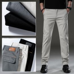 Men's Pants Fashion Stretch Casual Straight Classic Style Light Grey Cotton Soft And Comfortable Loose Trousers Male