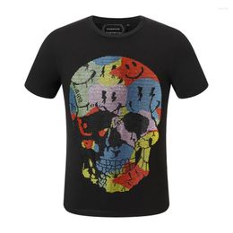 Men's T Shirts PLEINXPLEIN Original Design Summer Men T-shirt Hip Hop Rhinestones Shine Short Sleeve Skulls Tees Party White 144